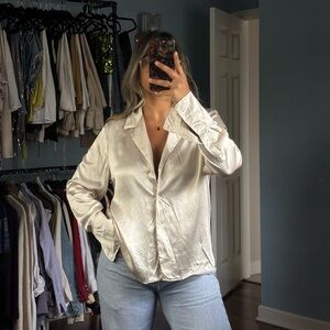 100% silk button up blouse